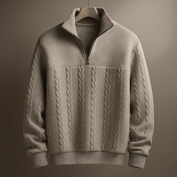 Oscar Men's Textured Cable Quarter-Zip Knit Sweater Artisio