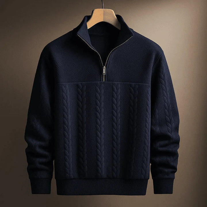 Oscar Men's Textured Cable Quarter-Zip Knit Sweater Artisio