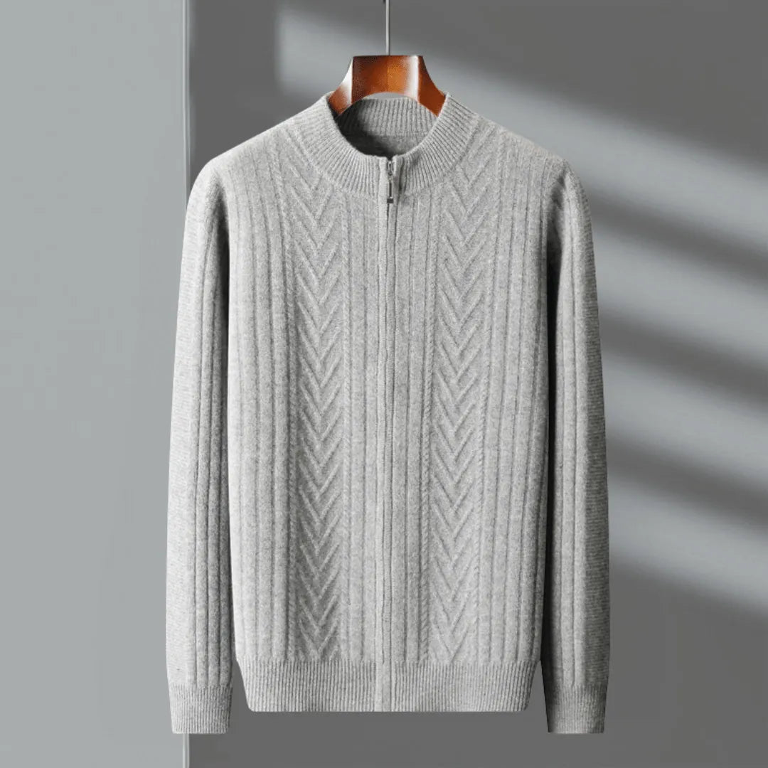 Oscar Merino Wool Full-Zip Sweater Artisio