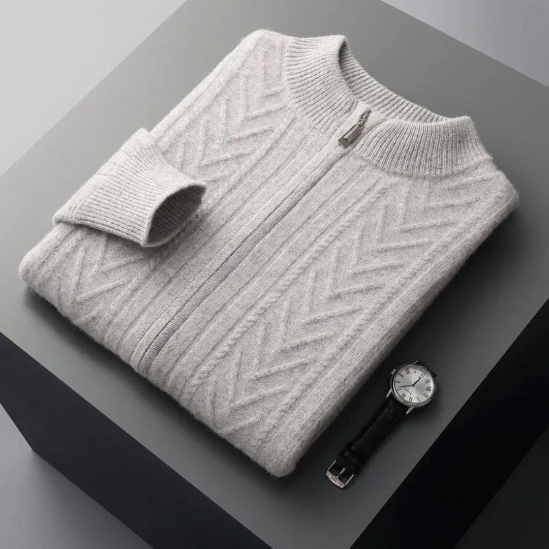 Oscar Merino Wool Full-Zip Sweater Artisio