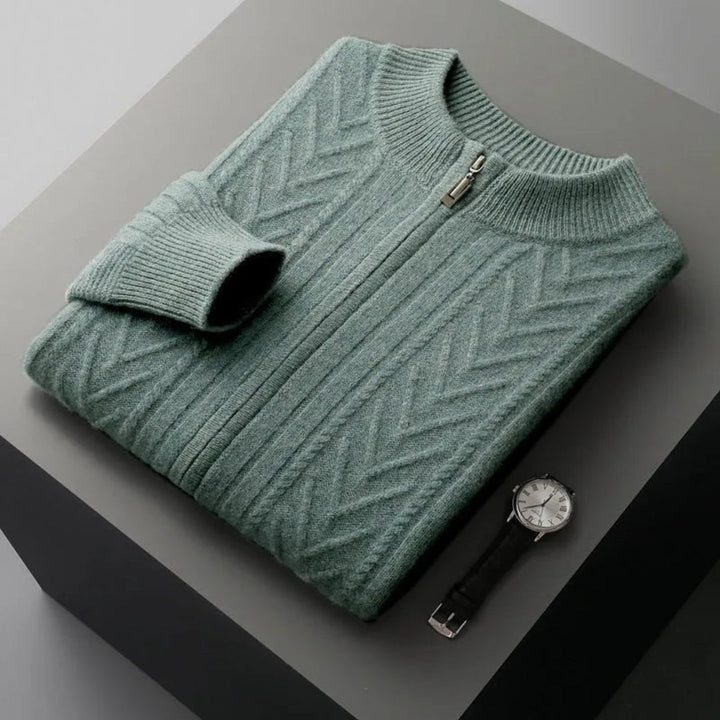 Oscar Merino Wool Full-Zip Sweater Artisio