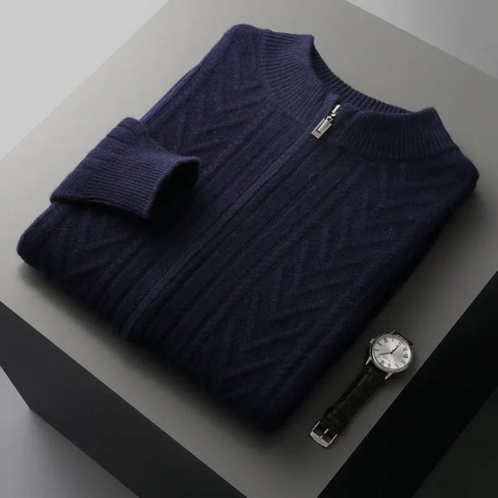 Oscar Merino Wool Full-Zip Sweater Artisio