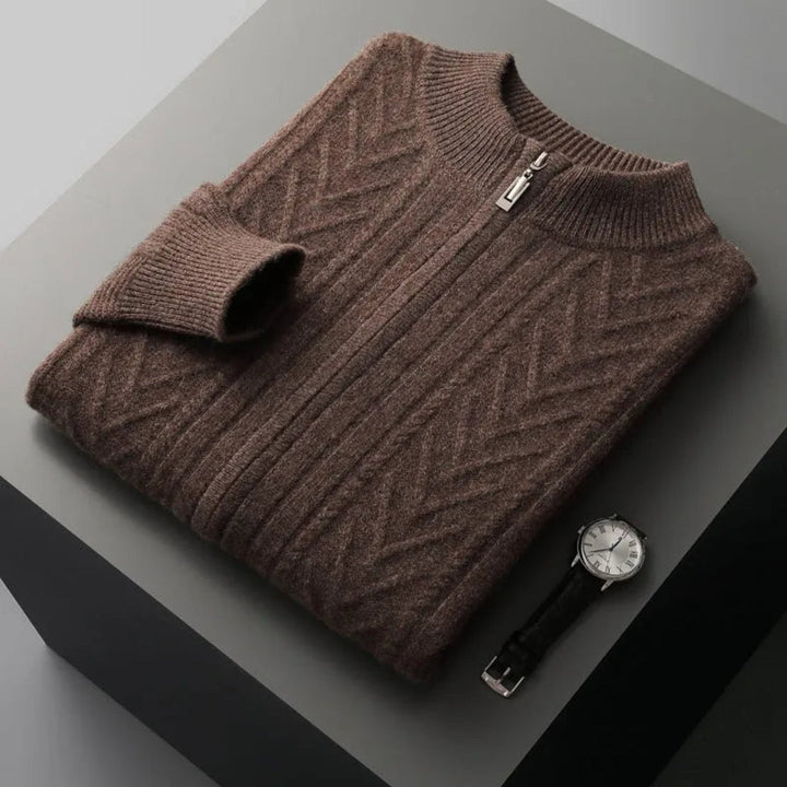 Oscar Merino Wool Full-Zip Sweater Artisio