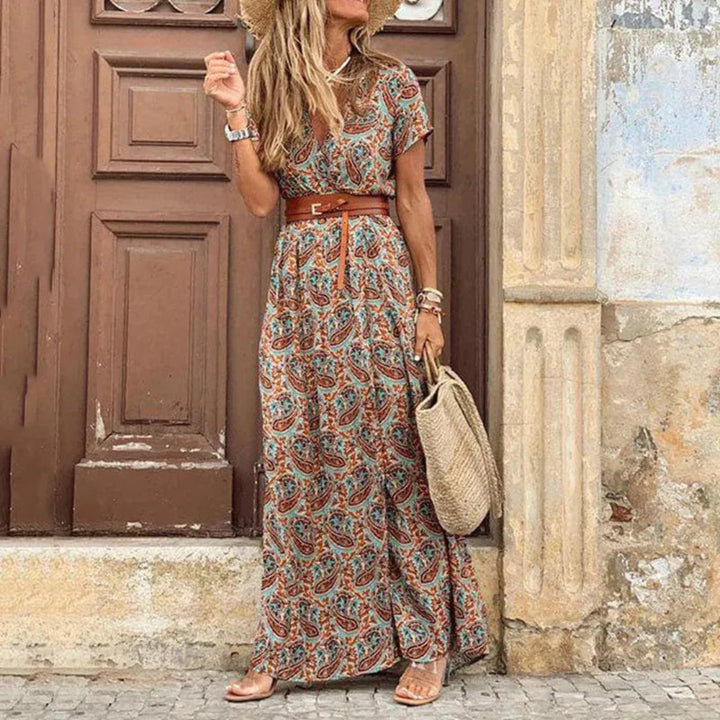 Paisley Boho Slit Maxi Dress