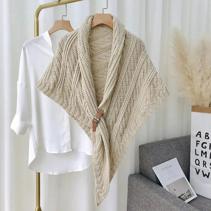 Petra Buckle Cable Knit Shawl Artisio