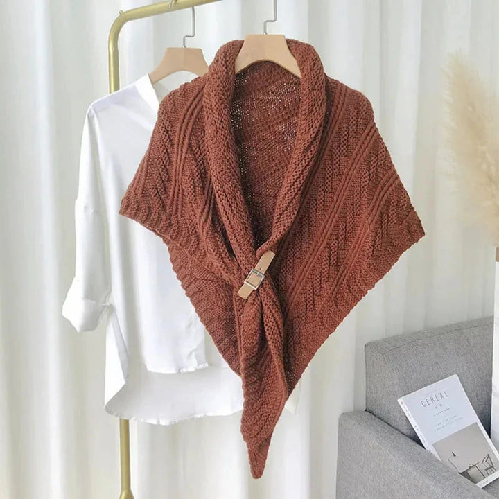 Petra Buckle Cable Knit Shawl Artisio