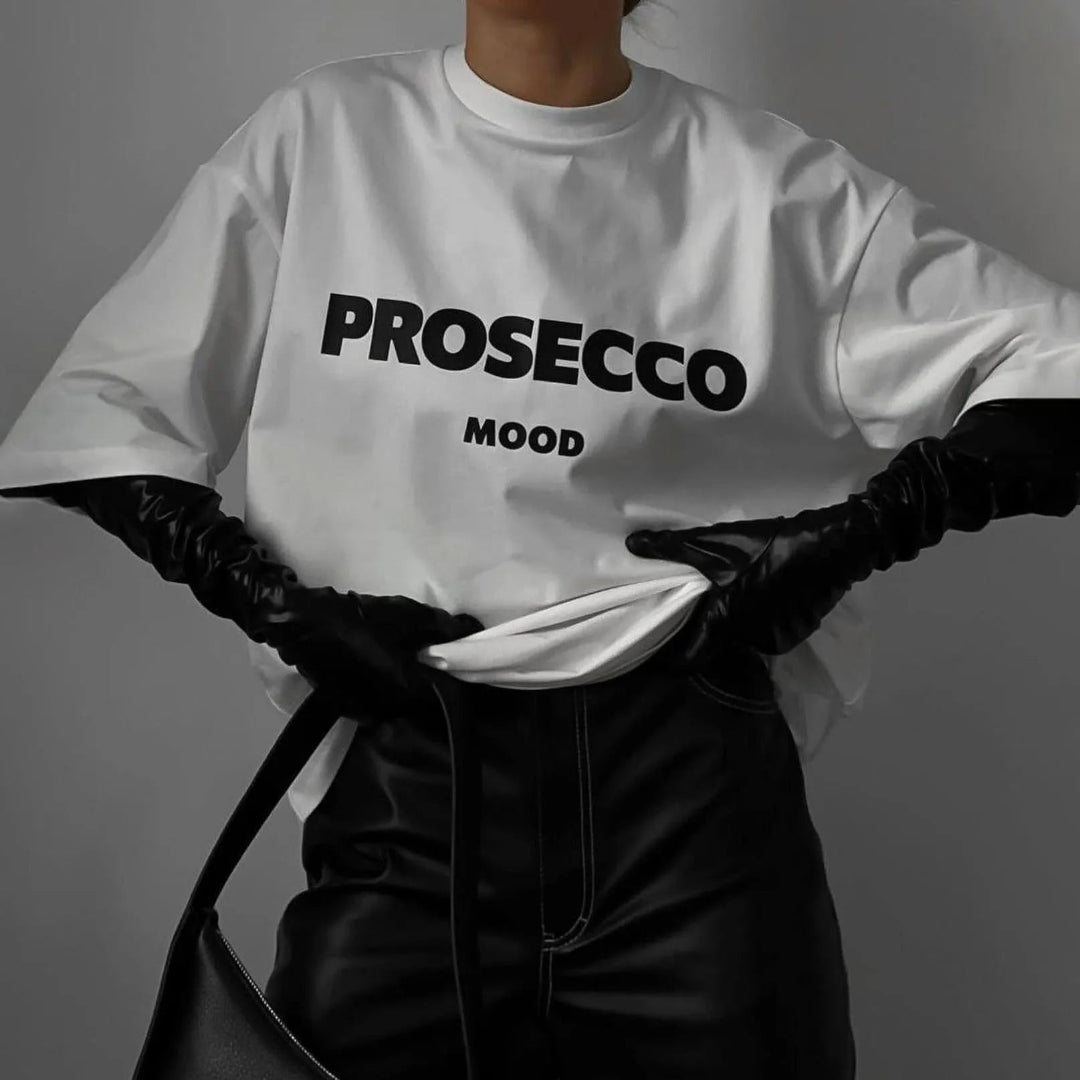 Prosecco Mood Oversized Statement Tee Artisio