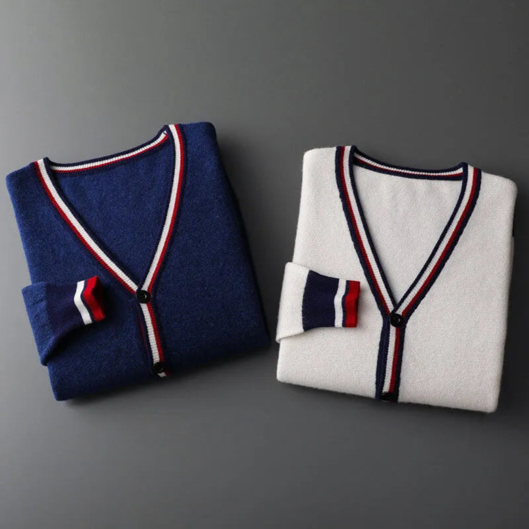 Ralph V-Neck Stripe Knit Cardigan Artisio