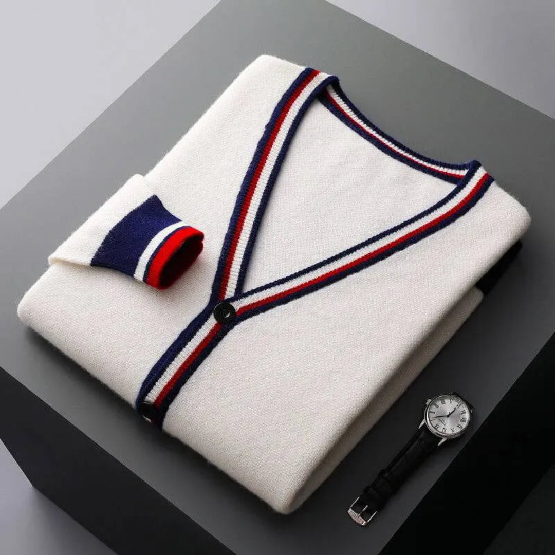 Ralph V-Neck Stripe Knit Cardigan Artisio