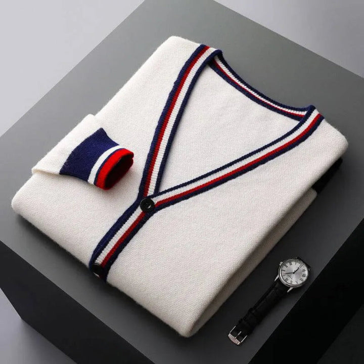 Ralph V-Neck Stripe Knit Cardigan Artisio