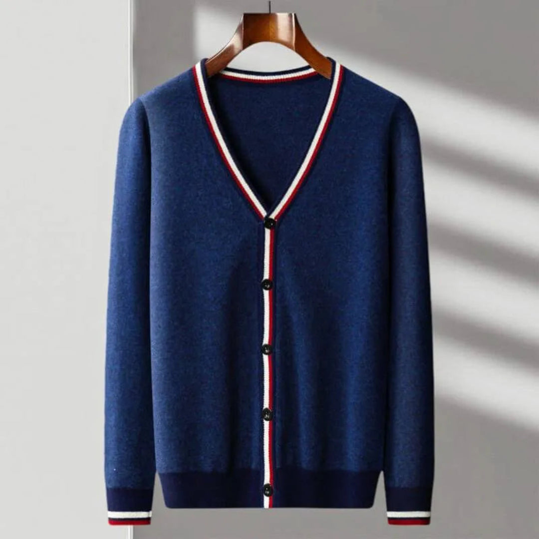 Ralph V-Neck Stripe Knit Cardigan Artisio