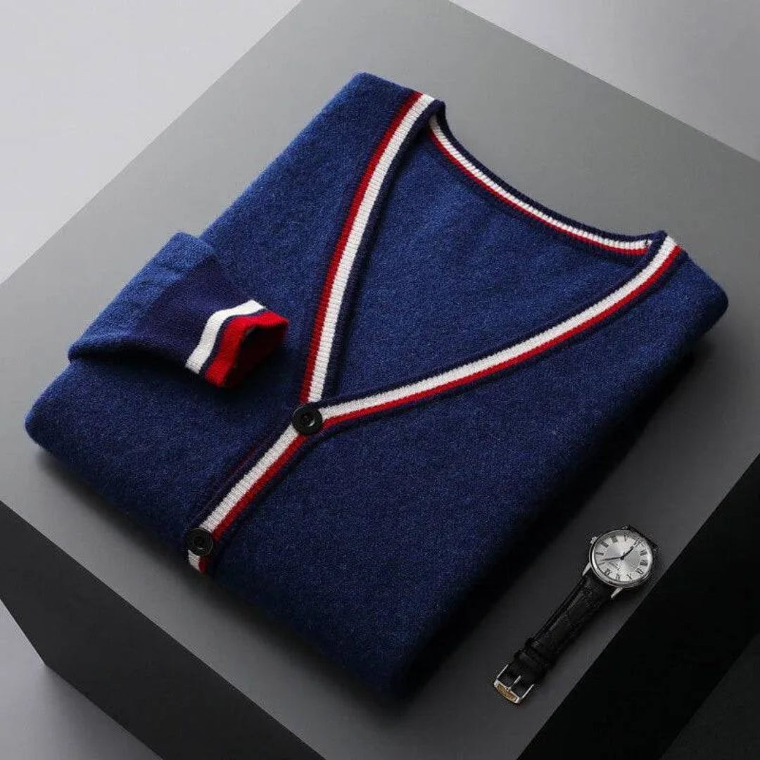 Ralph V-Neck Stripe Knit Cardigan Artisio