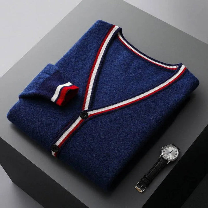 Ralph V-Neck Stripe Knit Cardigan Artisio