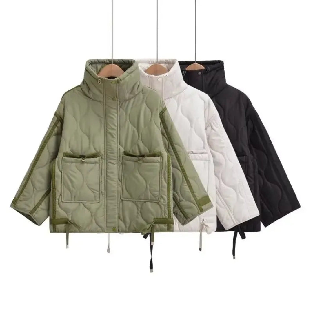 Raven Quilted Stand Collar Puffer Jacket Artisio