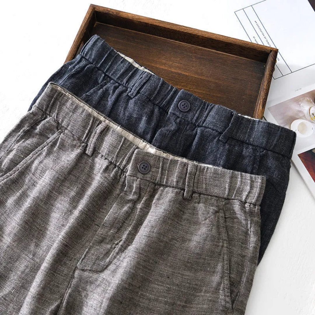 River Casual Linen Tapered Trousers Artisio