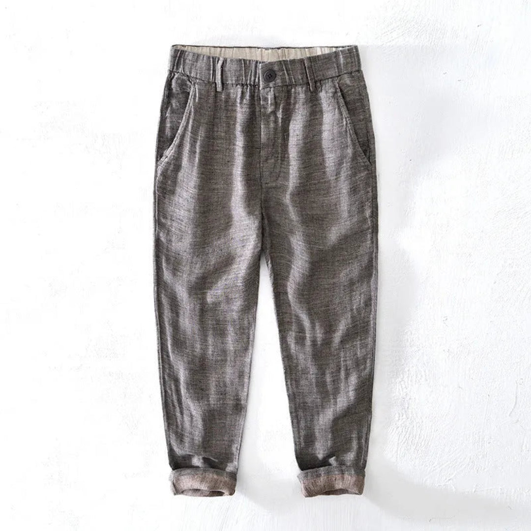 River Casual Linen Tapered Trousers Artisio