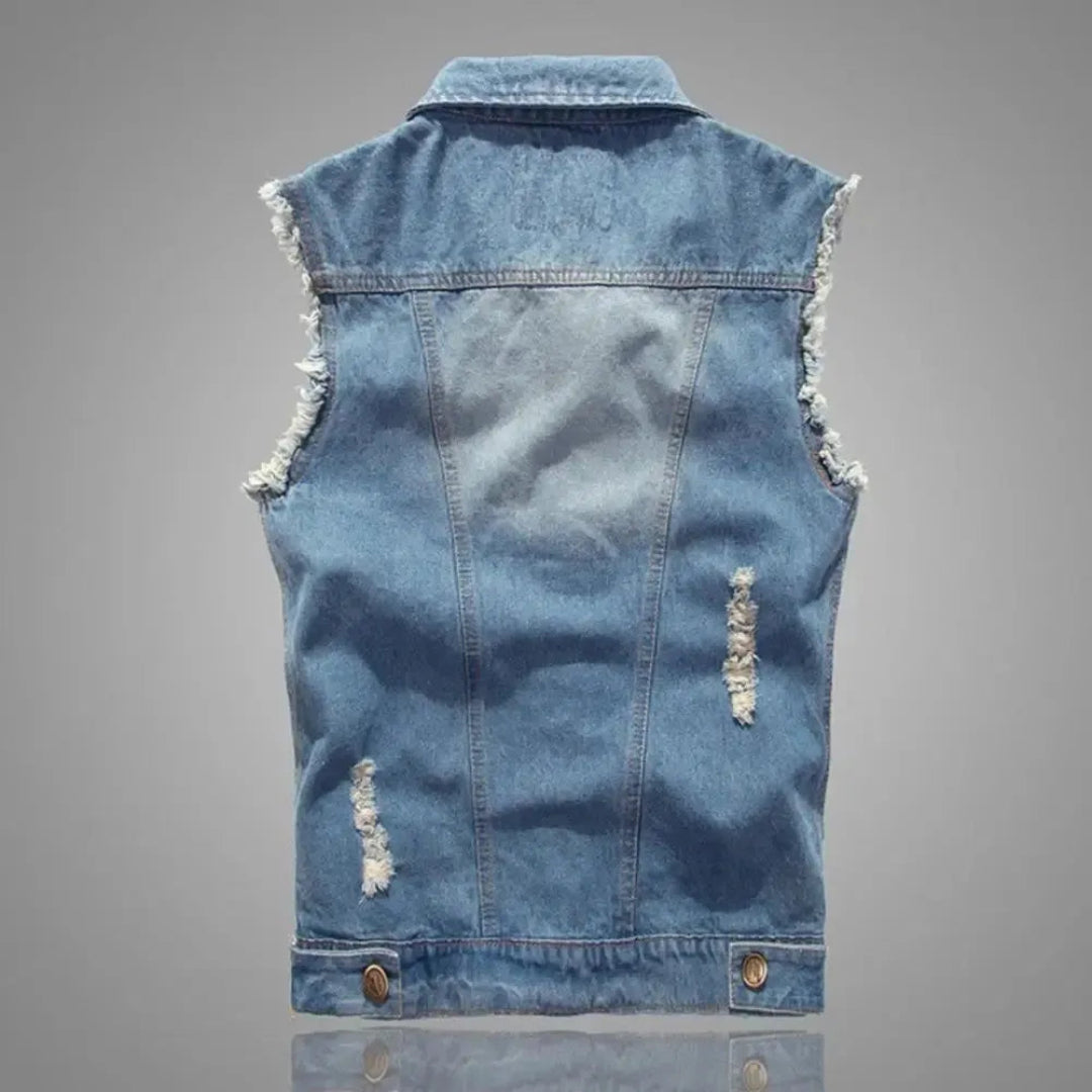 Roa Distressed Denim Vest Artisio