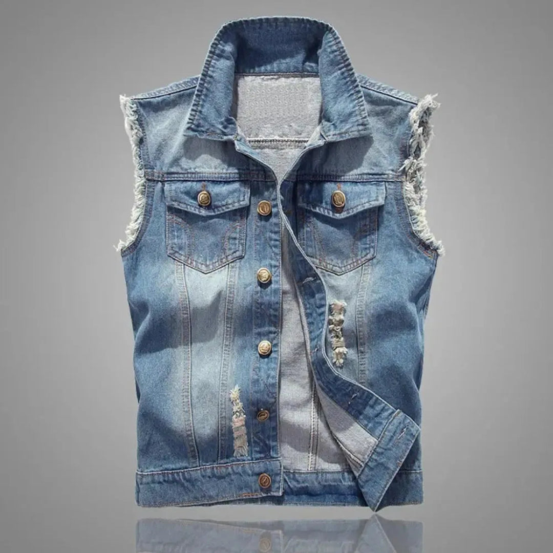 Roa Distressed Denim Vest Artisio