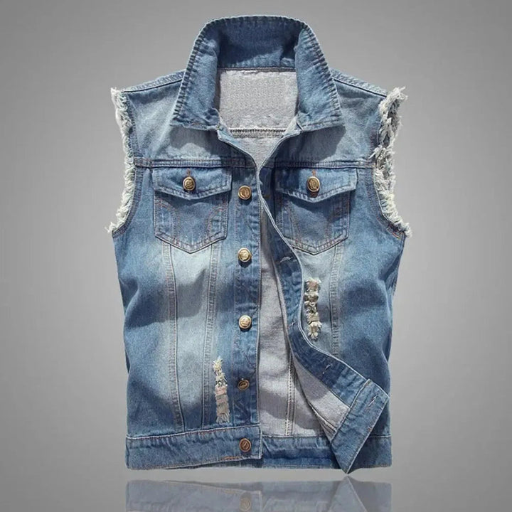 Roa Distressed Denim Vest Artisio