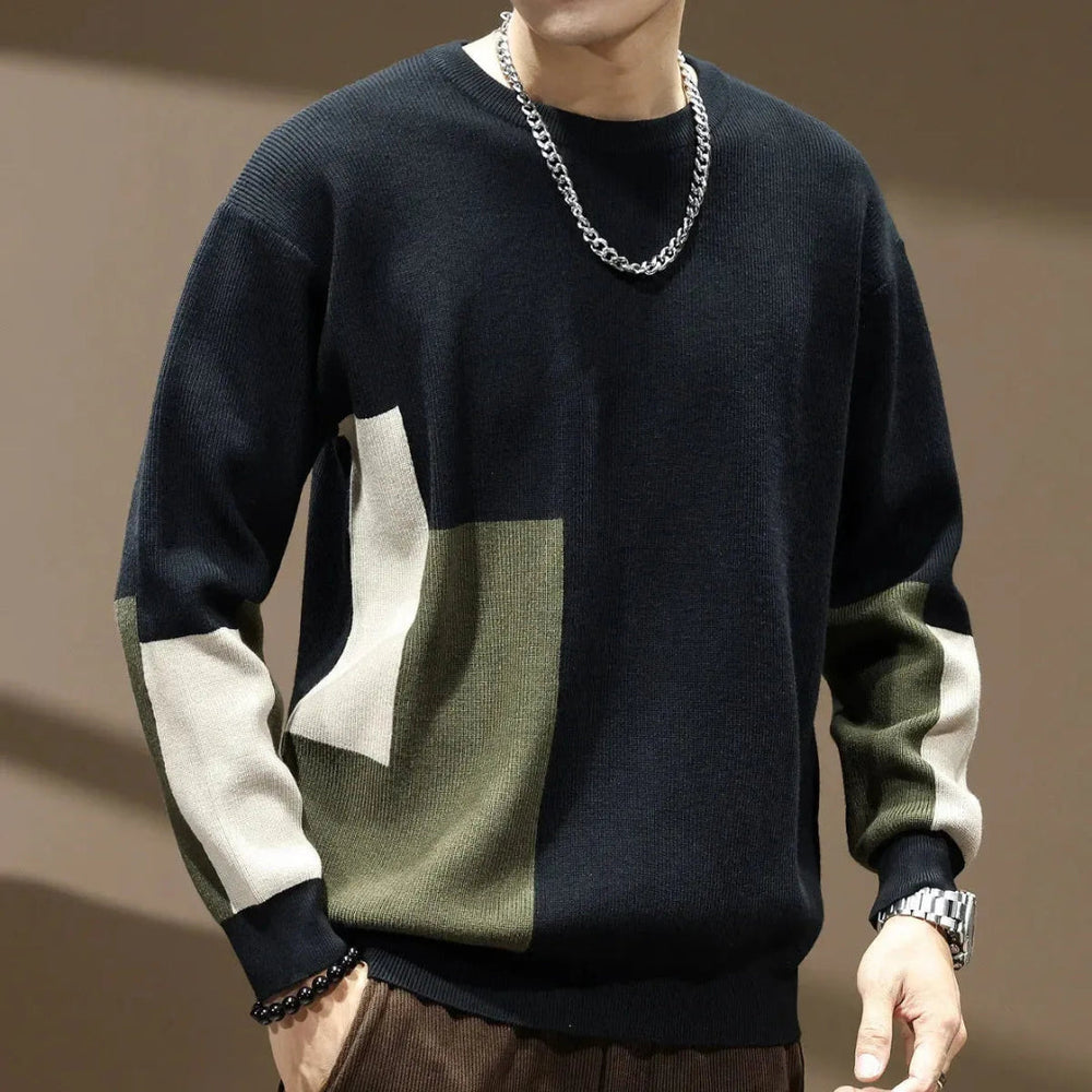 Roman Color Block Knit Sweater Artisio