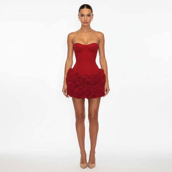 Rosalia Rosette Strapless Corset Mini Dress Artisio