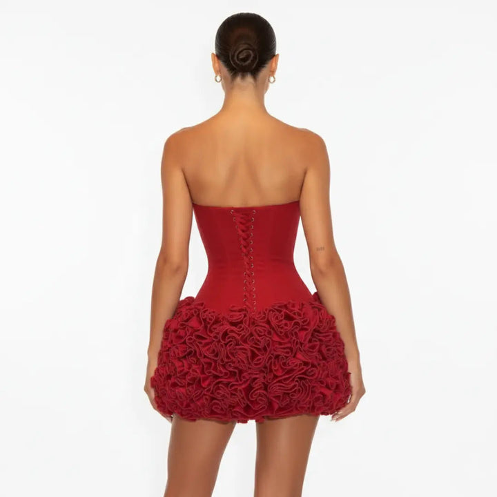 Rosalia Rosette Strapless Corset Mini Dress Artisio