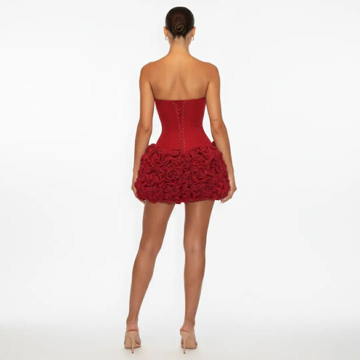 Rosalia Rosette Strapless Corset Mini Dress Artisio