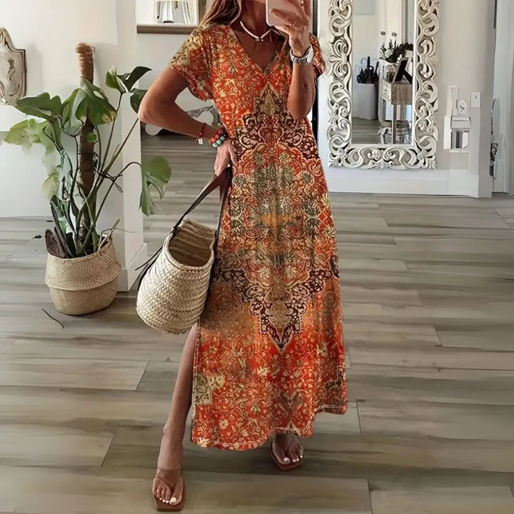 Sahara V-Neck Boho Maxi Dress