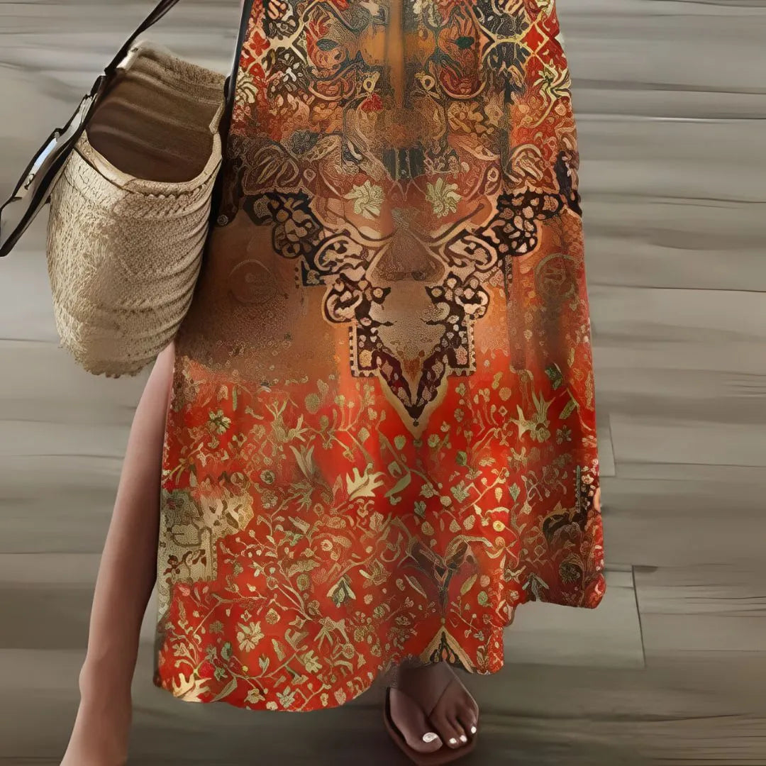 Sahara V-Neck Boho Maxi Dress