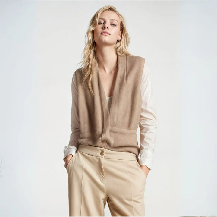 Sara Sleeveless Belted Wrap Vest