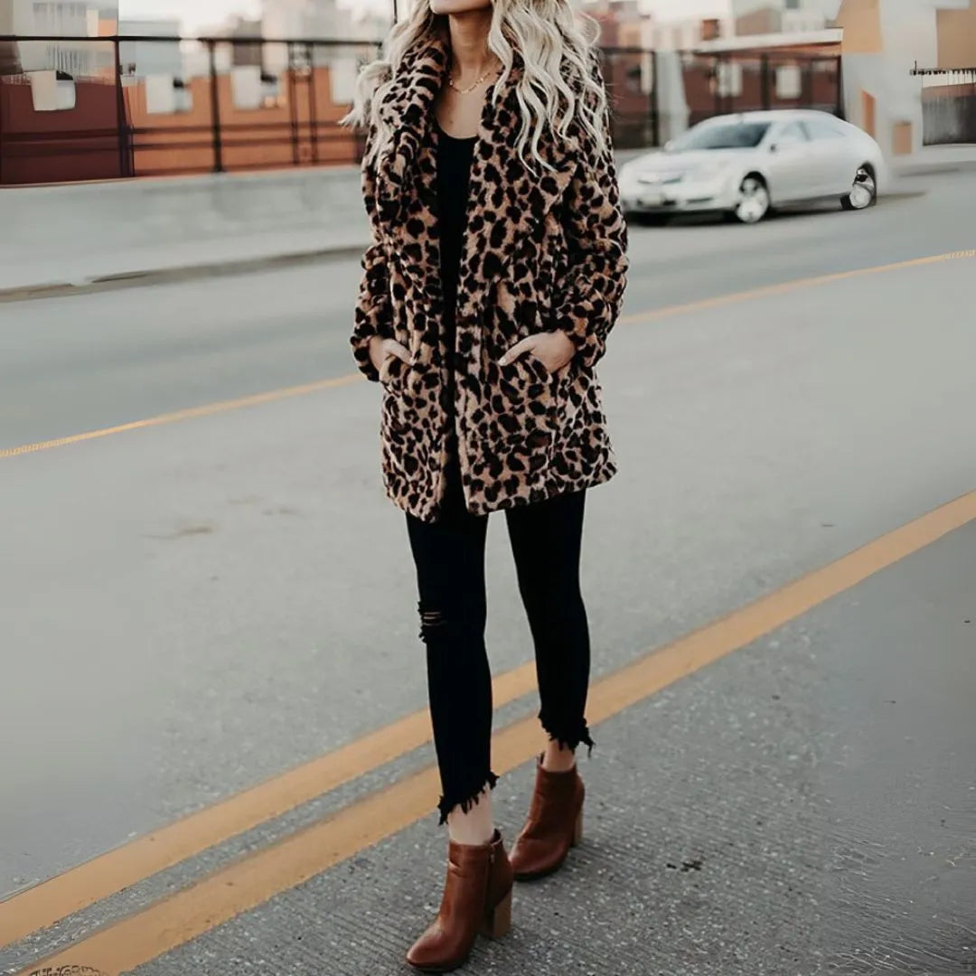 Sasha Leopard Print Faux Fur Coat Artisio