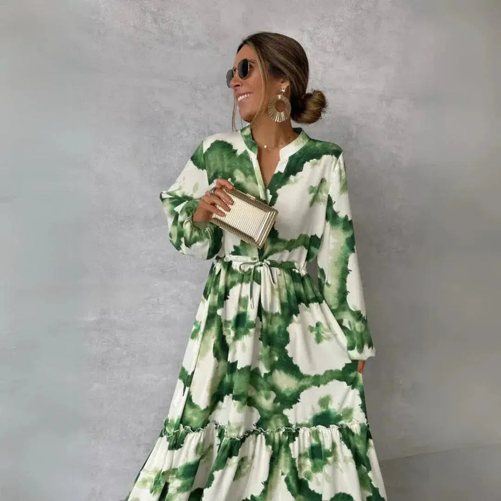 Savannah V-Neck Tiered Maxi Dress Artisio