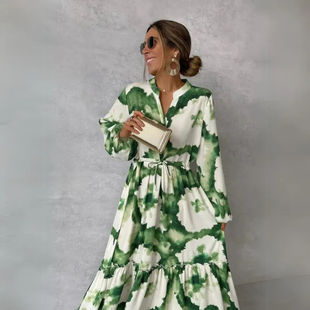 Savannah V-Neck Tiered Maxi Dress