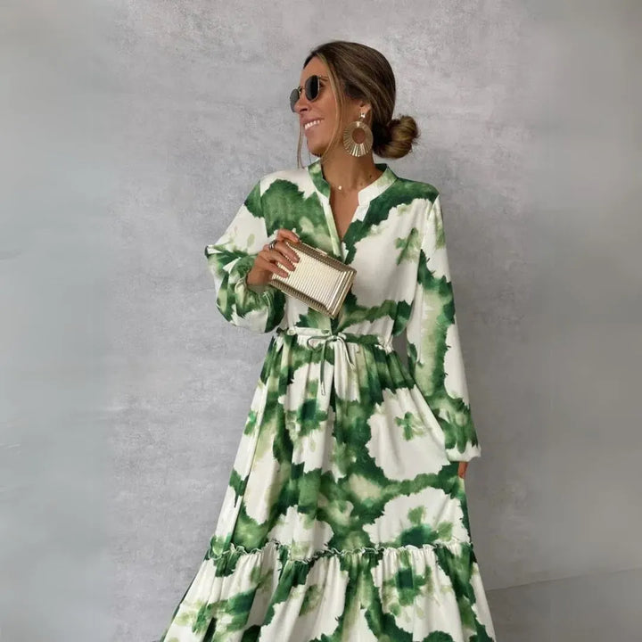 Savannah V-Neck Tiered Maxi Dress