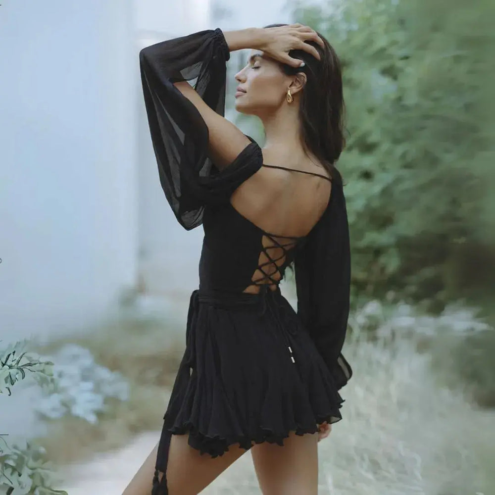 Seraphina V-Neck Wrap Romper Dress Artisio