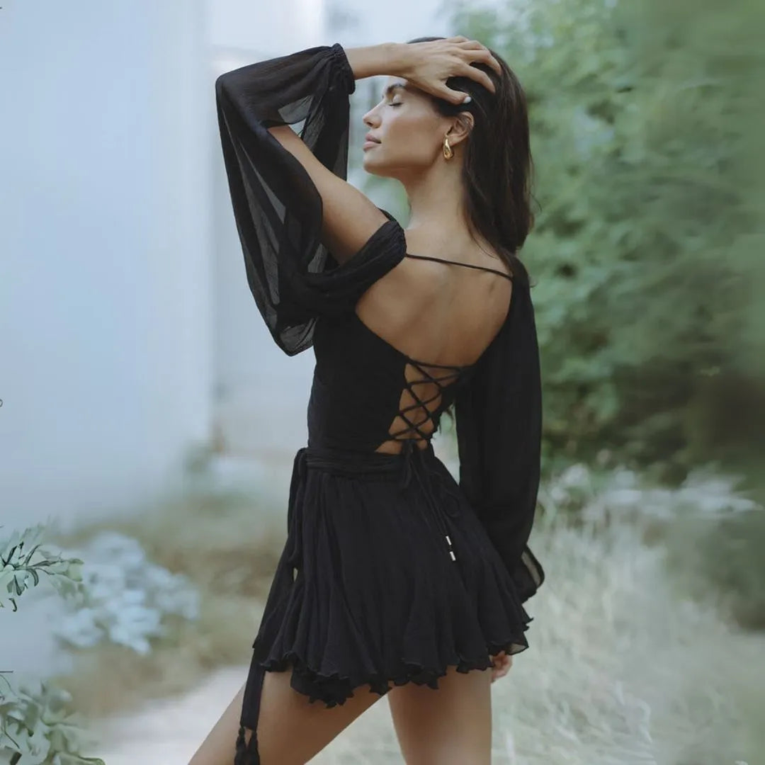 Seraphina V-Neck Wrap Romper Dress Artisio
