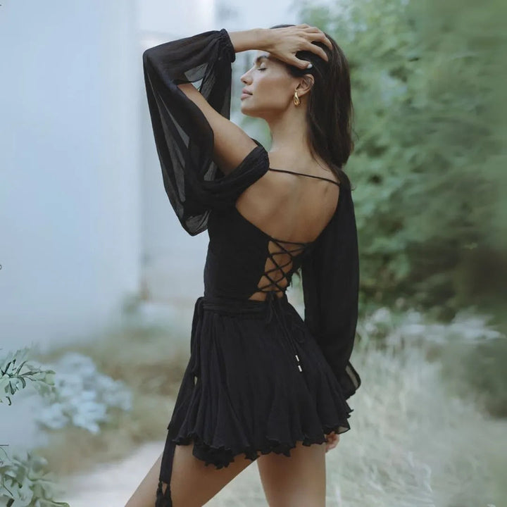 Seraphina V-Neck Wrap Romper Dress Artisio