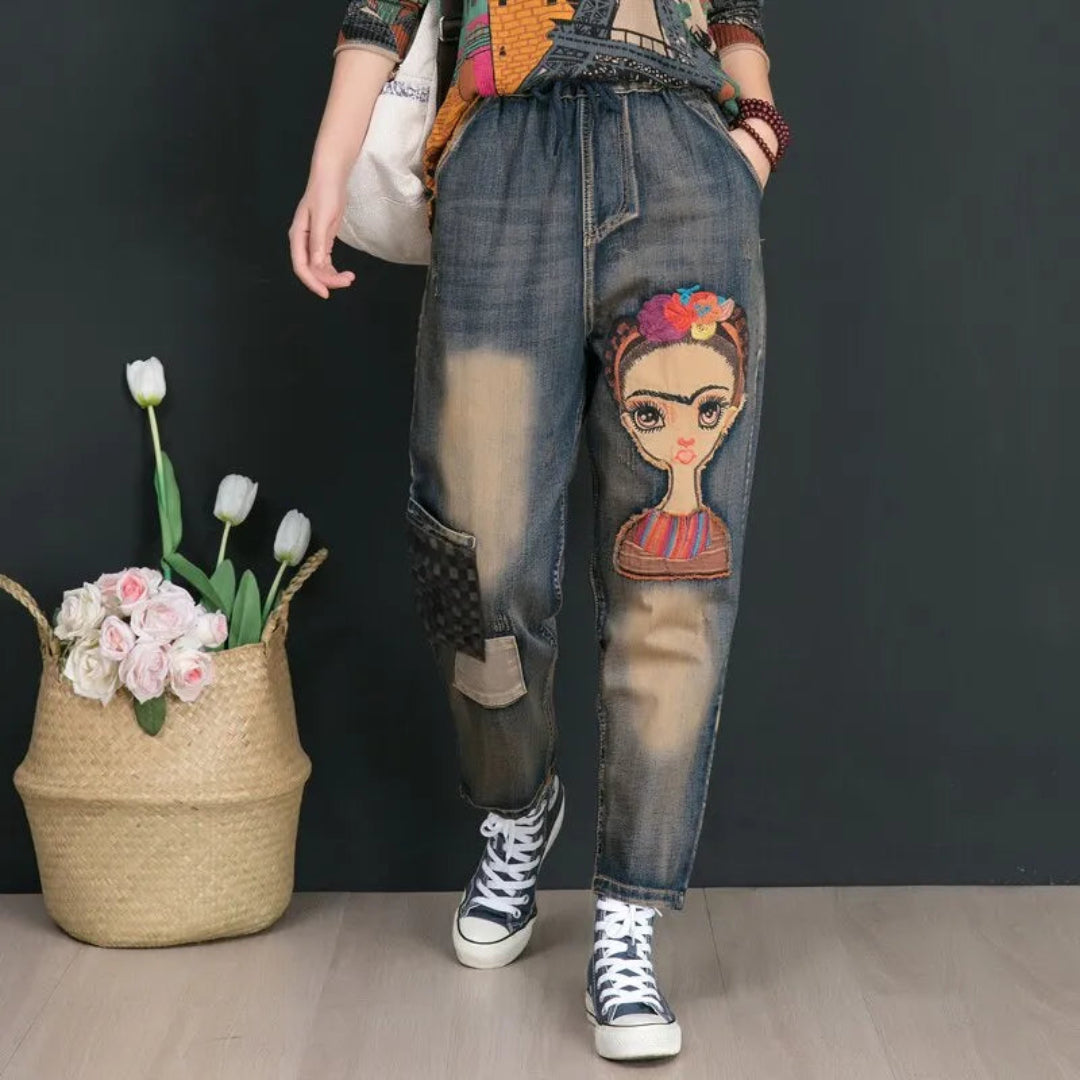 Shuvee Vintage Embroidered Denim Jeans
