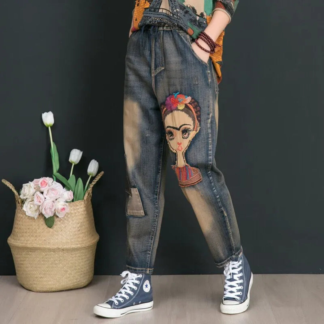 Shuvee Vintage Embroidered Denim Jeans