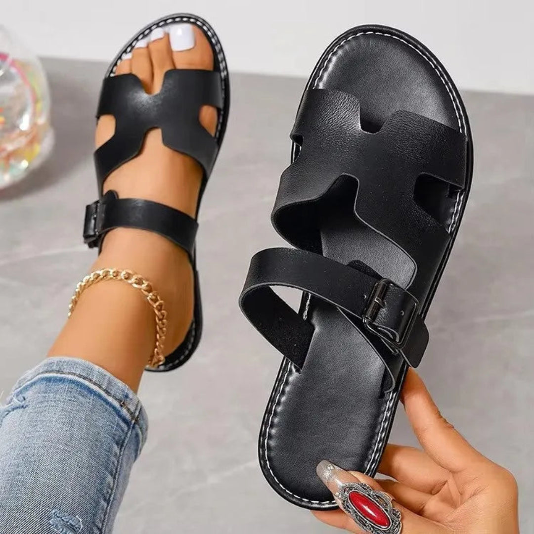 Sienna Faux Leather Buckle Sandals Artisio