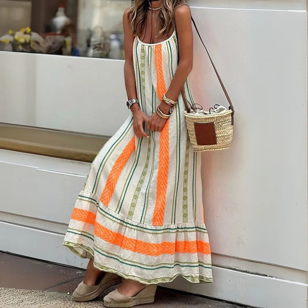 Sienna Striped Spaghetti Maxi Dress Artisio