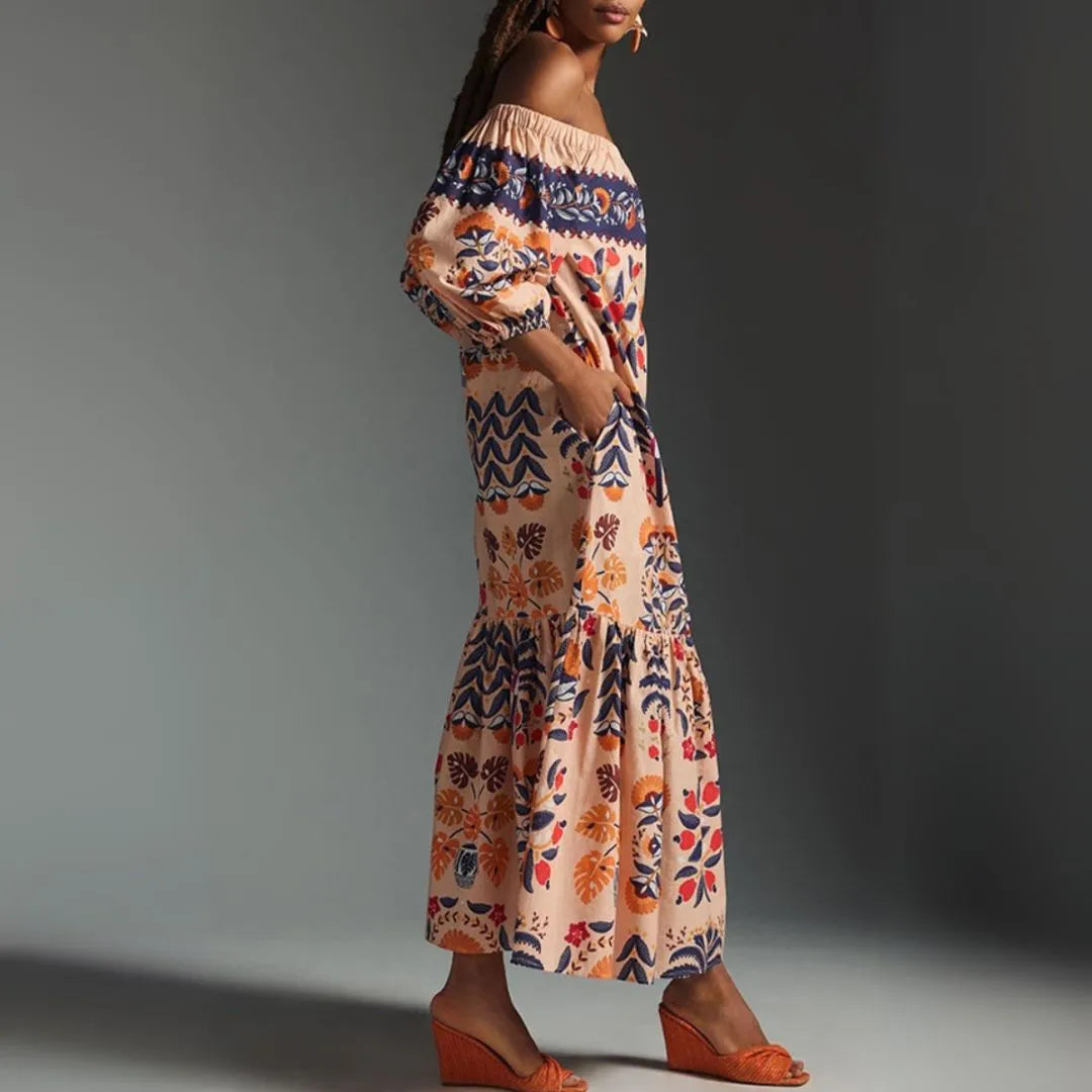 Solana Off-Shoulder Boho Maxi Dress