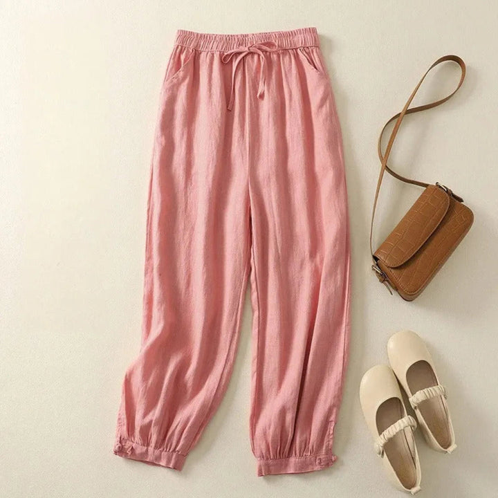 Sonia Elastic Waist Drawstring Linen Jogger Pants Artisio