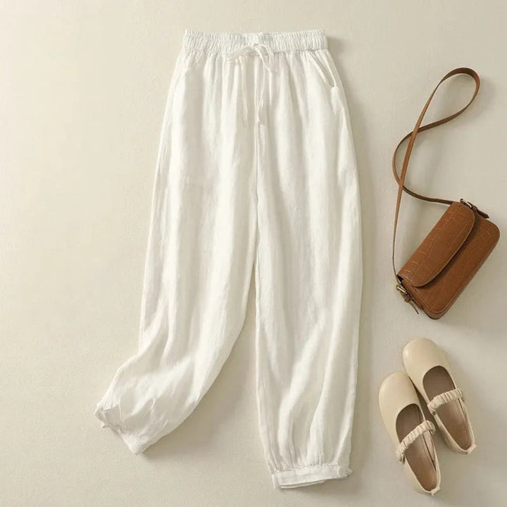 Sonia Elastic Waist Drawstring Linen Jogger Pants Artisio