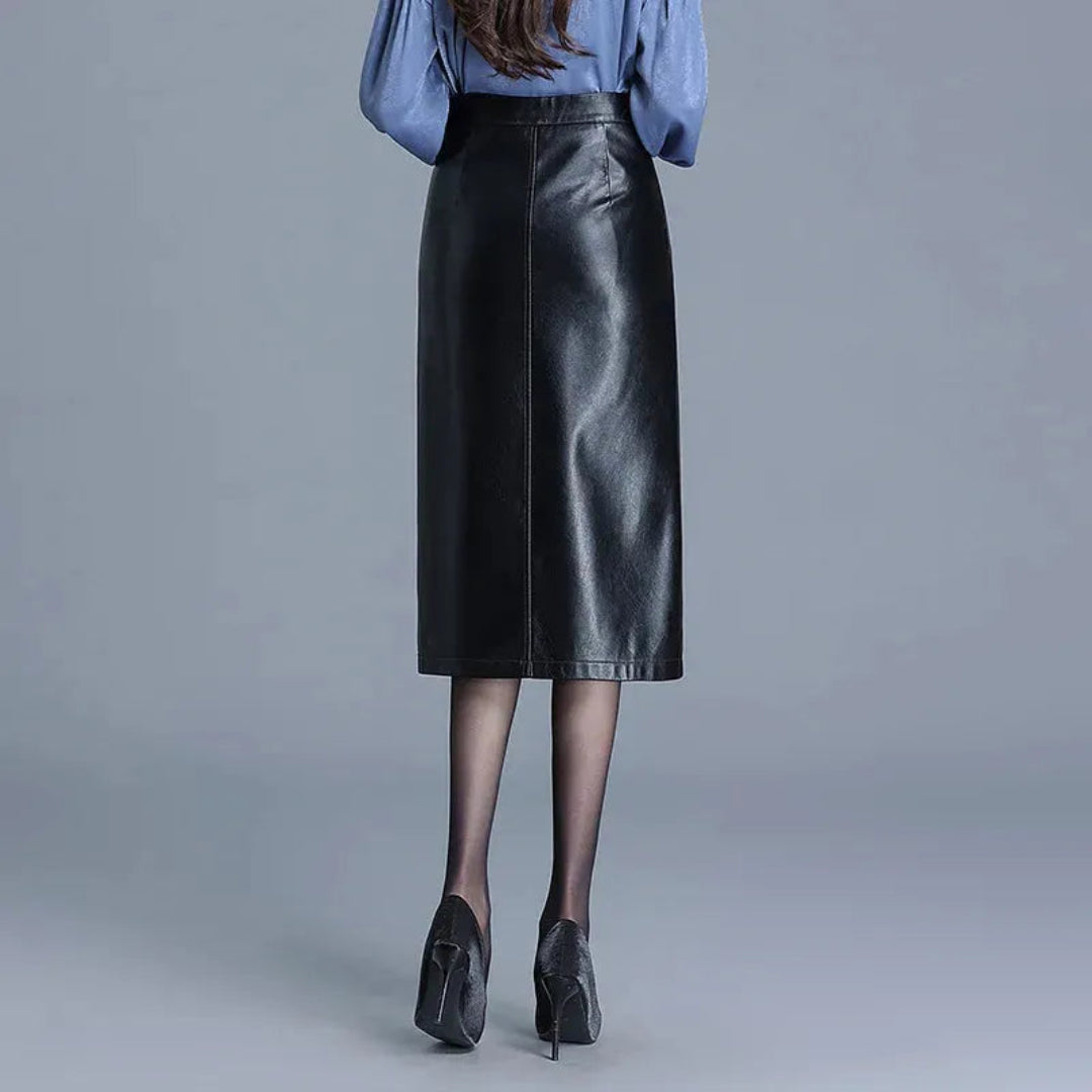 Tania Faux Leather Midi Pencil Skirt