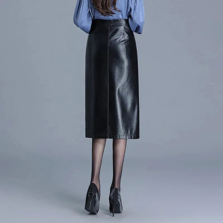 Tania Faux Leather Midi Pencil Skirt