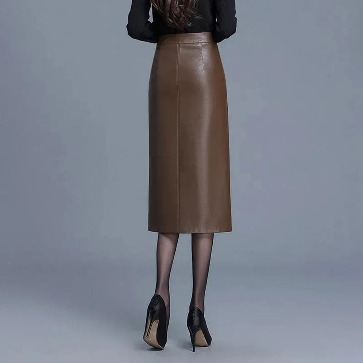 Tania Faux Leather Midi Pencil Skirt