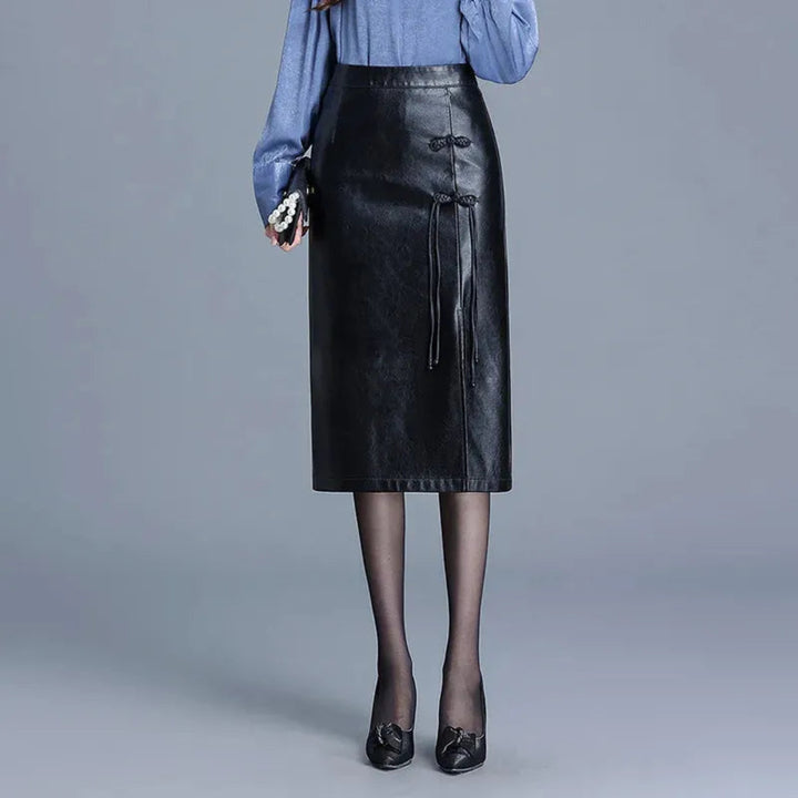 Tania Faux Leather Midi Pencil Skirt