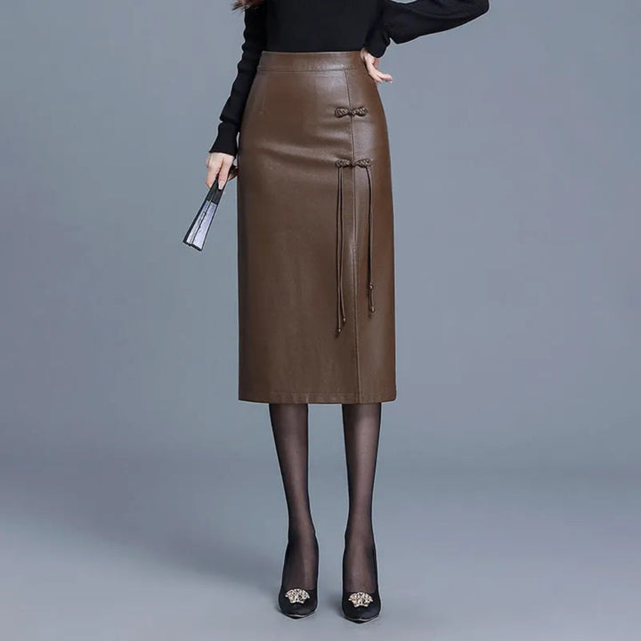 Tania Faux Leather Midi Pencil Skirt