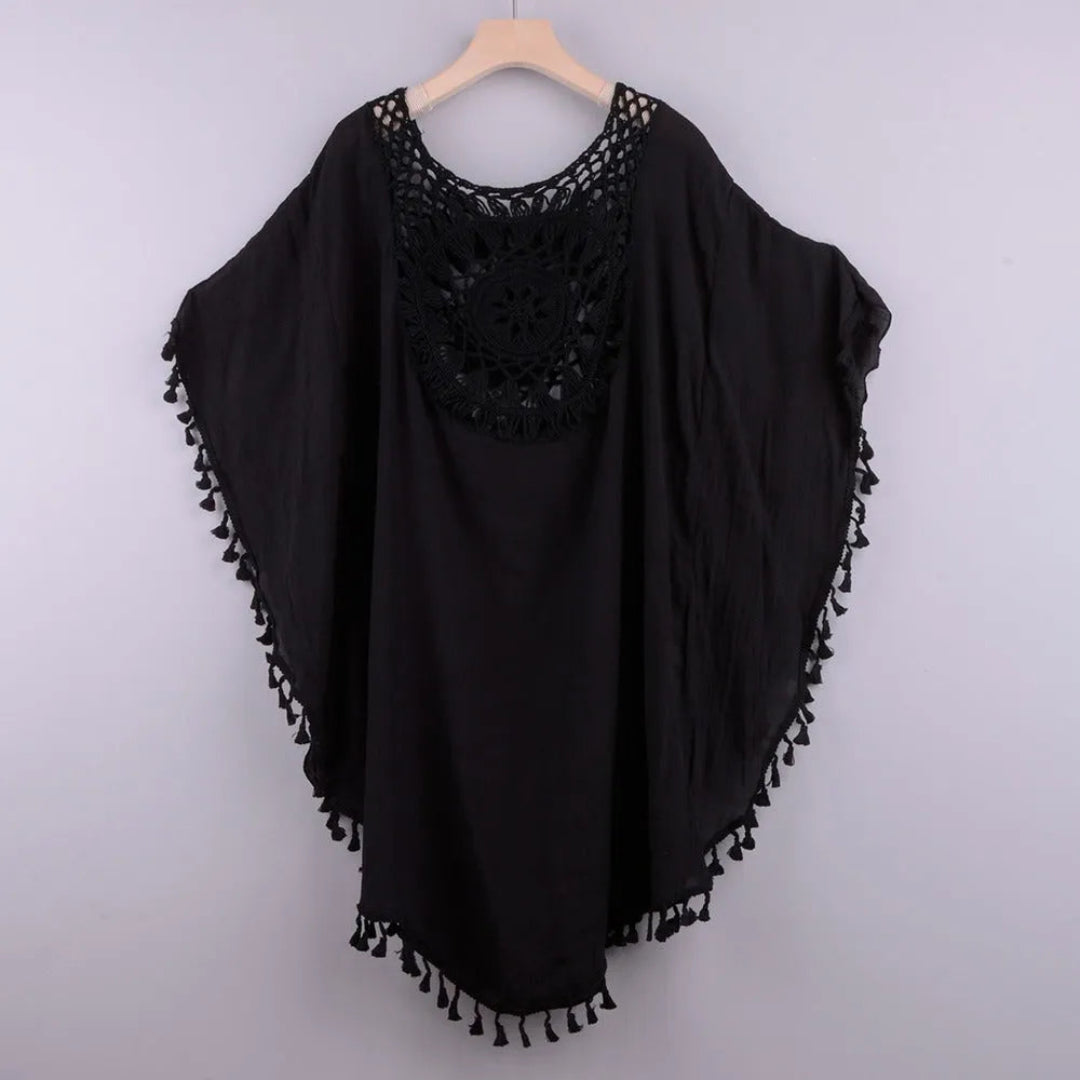 Tassel-Trim Beach Crochet Cover-Up Artisio